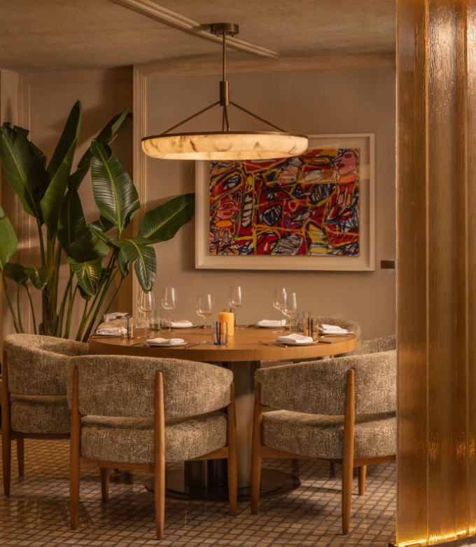 Interior of a'Riva showcasing Mediterranean-inspired design